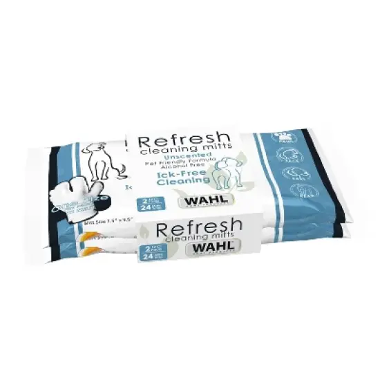 Wahl Refresh Cleaning Unscented Mitts Dog Wipes - 24ct/2pk image {2}