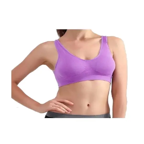 Allegra K Women Seamless Middle Impact Pocket Sport Bra image {2}