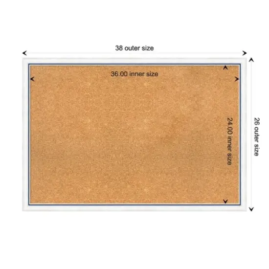 38"x26" Morgan Wood Frame Natural Cork Board White/Blue - Amanti Art: Bulletin Board for Office, Wall Mounted image {9}