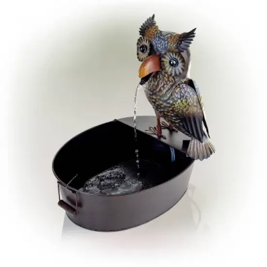 23" Iron Owl Fountain Brown - Alpine Corporation image {3}