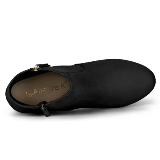 Allegra K Women's Side Zip Low Platform Chunky Heel Ankle Booties image {4}