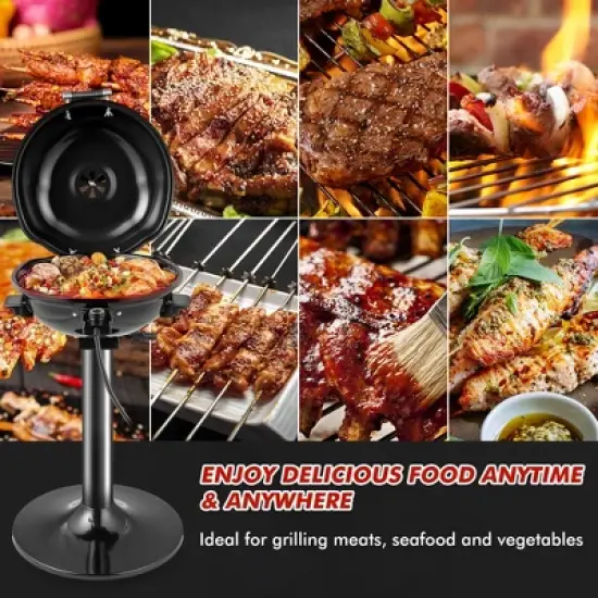 Costway Portable 1600W Electric BBQ Grill with Temperature Control & Grease Collector Red/Black image {8}
