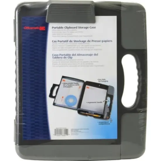 Officemate - Portable Clipboard - Storage Case - Storage for Stationary - Charcoal - 1 Each image {2}