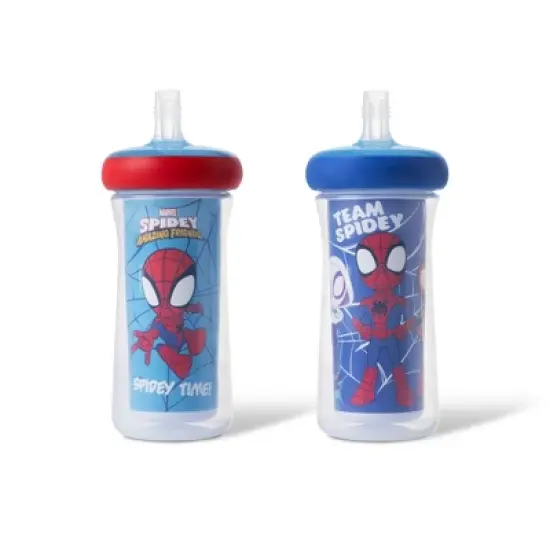 The First Years Marvel 9oz Spidey & Friends Spill Proof Insulated Straw Sippy Cups - 2pk image {7}