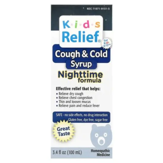 Homeolab USA Kids Relief, Cough & Cold Syrup, Nighttime Formula, For Kids 0-12 Yrs, 3.4 fl oz (100 ml) image {5}