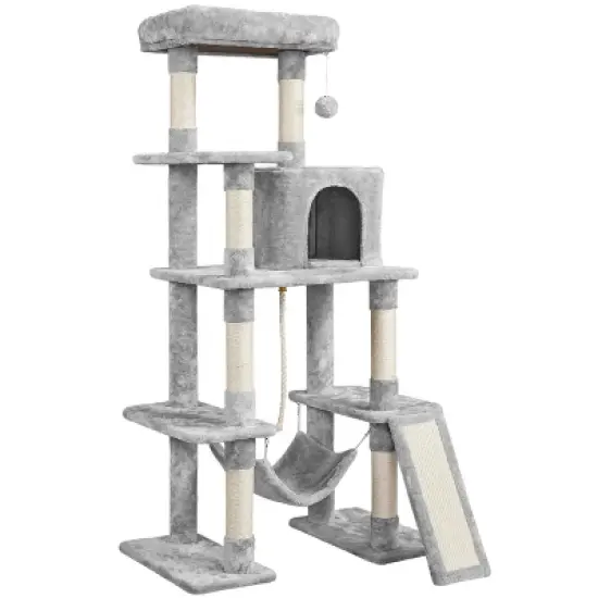 Yaheetech Multilevel Cat Tree with Hammock, Scratching Posts, Condo Perch Ball for Indoor image {8}