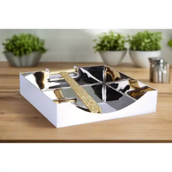Classic Touch Square Napkin Holder with Mosaic Design - 7"L image {2}