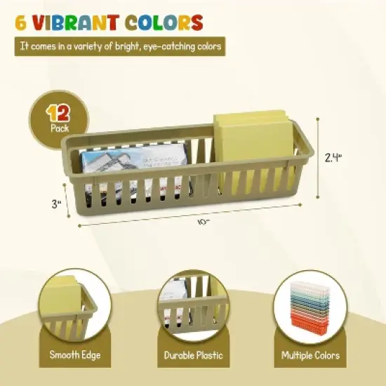 4E's Novelty 12 Pack Pencil Trays in Vibrant Boho Colors, Durable Pencils Tray, Stylish Pen Baskets, Fun Boho Durable and Versatile Colorful Pen Tray image {2}