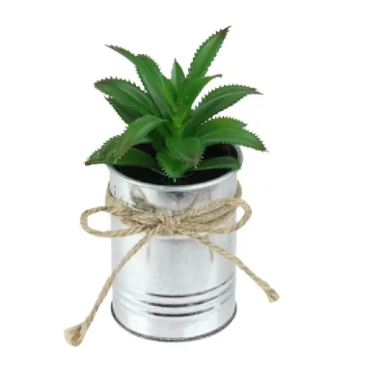 Northlight 6" Tropical Artificial Plant in Tin Planter - Green/Silver image {1}