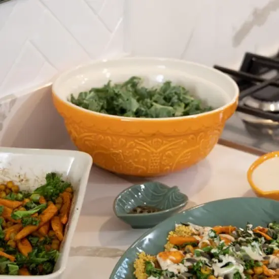 Mason Cash In The Forest Bear Size 24 Mixing Bowl, Ochre, 2.15 Quart image {1}