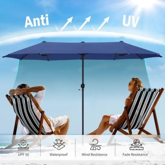 Captiva Designs 8pc Patio Dining Set with Rectangular steel table & Padded Sling Swivel Chairs & Market Umbrella image {13}