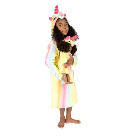 Leveret Girl and Doll Matching Fleece Hooded Robe image {7}