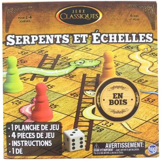 The Canadian Group Classic Games Wood Snakes & Ladders Set |  Board & 4 Game Pieces image {1}