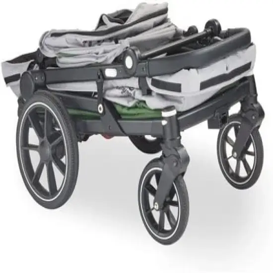 Larktale caravan coupe - Compact 2-Seater Stroller Wagon with Small Fold - Adjustable Canopies Included - Gray/Green image {5}