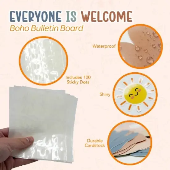 4E's Novelty 46 Pcs "Everyone is Welcome" Boho Classroom Bulletin Board Sets, Boho Welcome Bulletin image {2}
