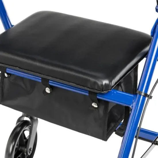 Drive Medical Rollator with 6&Prime; Wheels - Padded Seat, Fold-Up Removable Backrest, Loop Locks - Blue image {6}