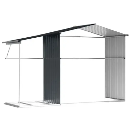 vidaXL Garden shed Metal Outdoor Storage Anthracite - Galvanized Steel Tool shed for Patio, Backyard, or Garden with Ventilation and sloped roof image {8}