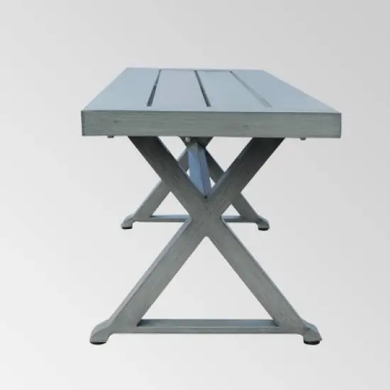 Lamphere Rectangle Aluminum Modern Dining Bench  Dark Gray - Christopher Knight Home image {2}