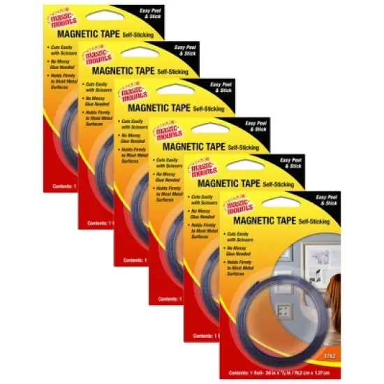 Magic-Mounts&reg; Magnetic Tape, 1/2" x 30" Roll, Pack of 6 image {2}