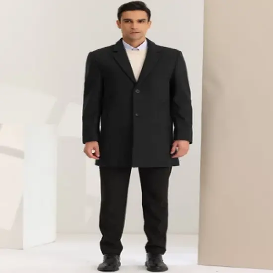 Lars Amadeus Men's Classic Notched Lapel Single Breasted Winter Coat image {1}