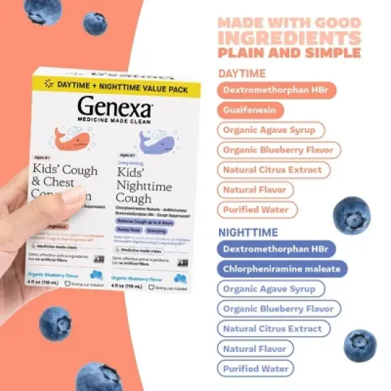 Genexa Kids' Daytime + Nighttime Cough Liquid Relief - 8 fl oz image {4}
