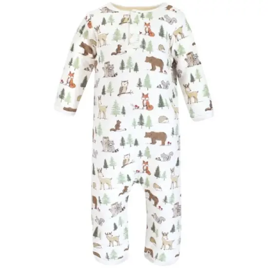 Hudson Baby Infant Boy Premium Quilted Coveralls, Forest Animals image {2}