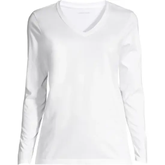 Lands' End Women's Tall Relaxed Supima Cotton Long Sleeve V-Neck T-Shirt image {9}