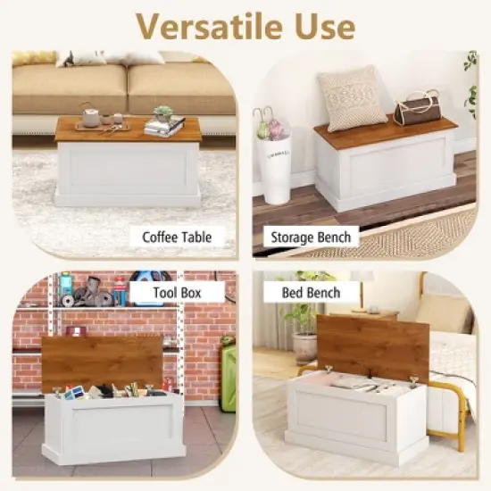 Tangkula 35.5" Storage Chest Lift Top Storage Box w/ Safety Hydraulic Strut & Metal Hinges image {5}