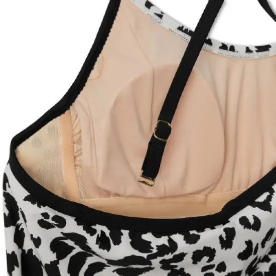Women's Post Mastectomy Scoop Neck Tankini Top - Kona Sol&trade; Leopard Print image {2}