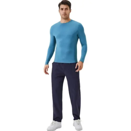 Anna-Kaci Active Men's Long Sleeve Performance Shirt with Seamless Stretch Fabric and Crew Neck Design image {4}