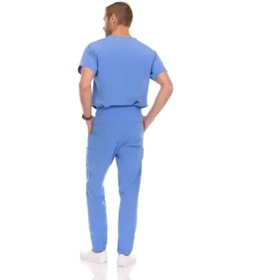 Medichic Men Scrubs Set - Stretch V-Neck Scrub Top with 7-Pocket Pants Workwear image {1}