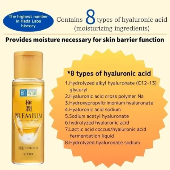 Hada Labo Rohto Gokujyun Premium (Lotion Clear) Hyaluronic Solution (170 mL) Made in JAPAN Hadalabo Model #4987241167012 image {1}
