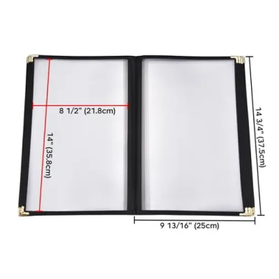 WeChef 20 Pack Restaurant Menu Covers 8.5 x 14" Book Style 7 Pages 14 Views Black image {5}