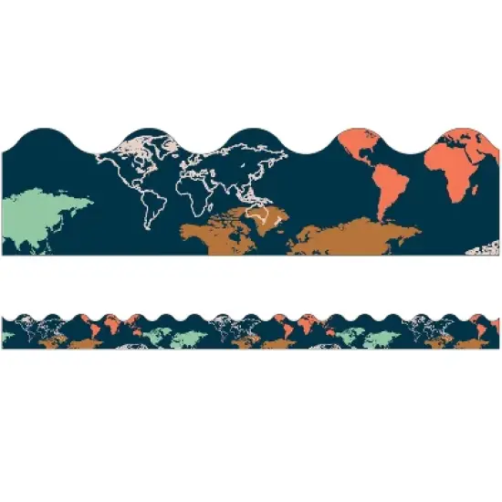 Carson Dellosa Education Let's Explore World Map Scalloped Border, 39 Feet Per Pack, 6 Packs image {1}