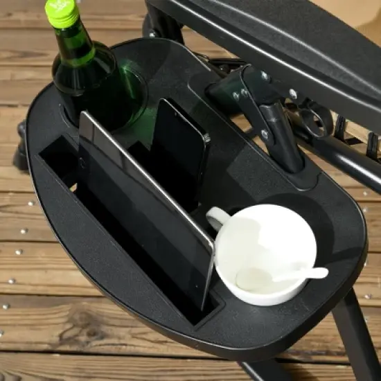 TIRAMISUBEST 2-Pack Zero Gravity Rocking Chairs, Foldable Outdoor Lounge Recliners with Pillow, Cup Holder & Phone Pocket, Beige image {8}