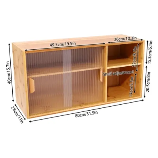 YIYIBYUS Small Kitchen Pantry Cabinet, Wall Sideboard with Glass Doors image {3}