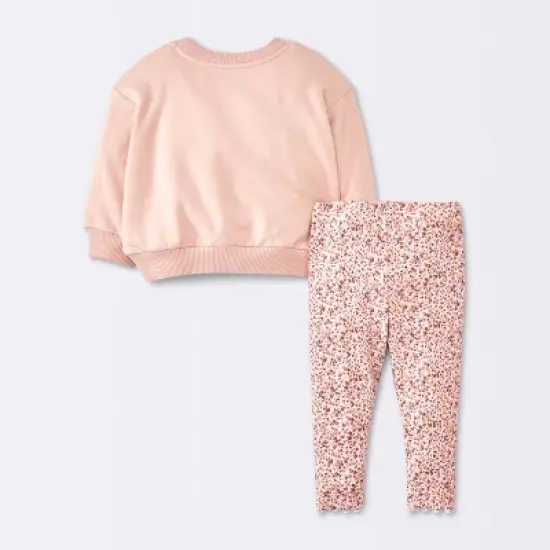 Baby Girls' 2pc Cat Applique Sweatshirt & Leggings Set - Cloud Island&trade; Pink image {1}