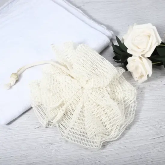 Unique Bargains Bathroom Jute Bath Puffs 5.31"x4.72" Beige 1 Pc image {5}