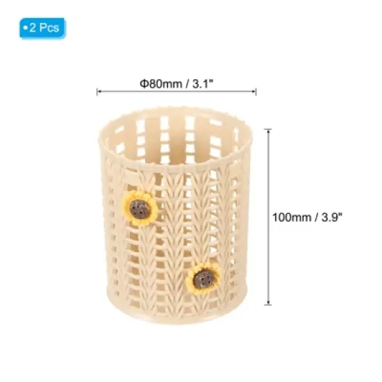 Unique Bargains Sunflower Pattern Plastic Cute Large-capacity Decorative Pencil Holder image {1}