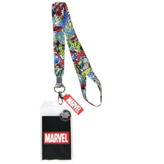 Marvel Comic Book Graphic Lanyard ID Badge Holder And 2" Rubber Charm image {5}