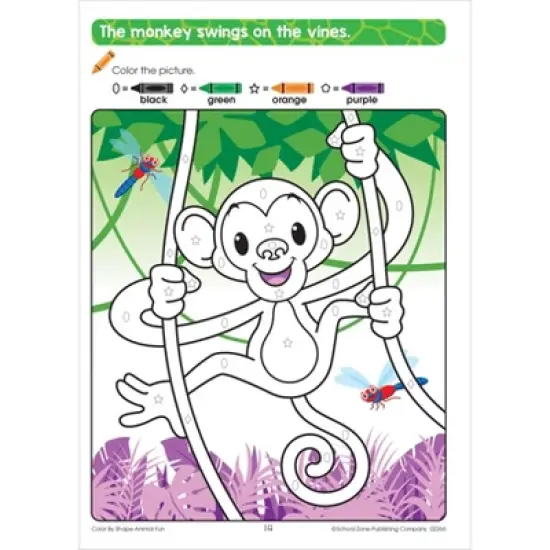 School Zone Color by Shape Animal Fun Workbook - (Paperback) image {3}