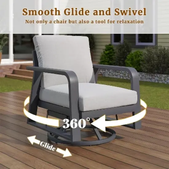 SUGOLD 5-Piece Aluminum Patio Conversation Set with Coffee Table and Gray Cushions image {2}