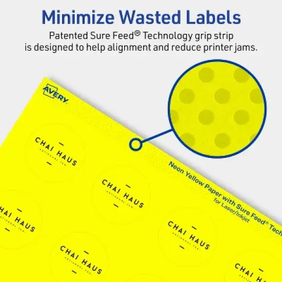 Avery Neon Yellow Paper Labels, 1.5" Diameter Round image {3}