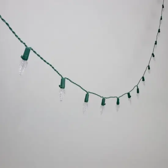 Philips 50ct LED Solar Faceted C6 String Lights Warm White with Green Wire image {2}