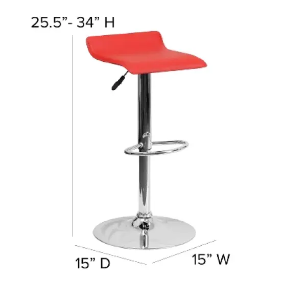 Flash Furniture Contemporary Vinyl Adjustable Height Barstool with Solid Wave Seat and Chrome Base image {3}