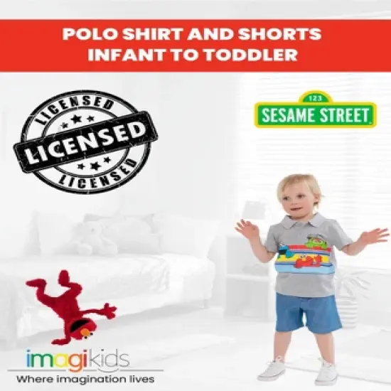 Sesame Street Oscar the Grouch Cookie Monster Elmo Polo Shirt and Shorts Toddler image {4}