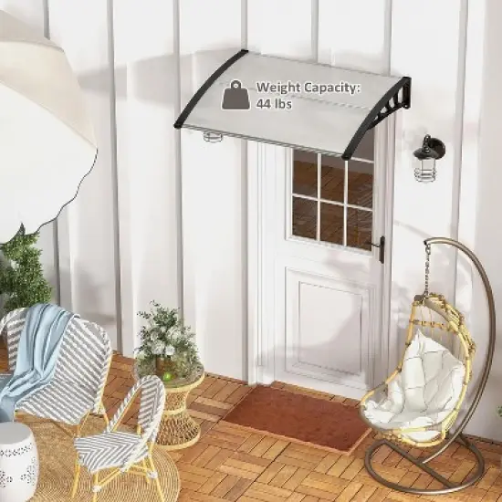 Tangkula 2PCS 48" x 40" Window Awning Door Canopy Exterior Awning Canopy Patio Black image {2}