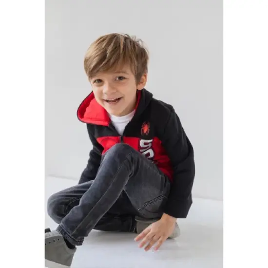 Marvel Spider-Man Captain America Hulk Black Panther Miles Morales Venom Iron Man Half Zip Hoodie Toddler to Little Kid image {5}