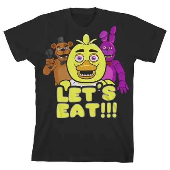 Five Nights at Freddy's Let's Eat Boy's Black T-shirt image {6}