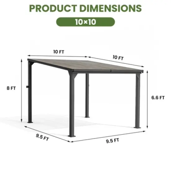 Pamapic Hardtop Outdoor Gazebo Pergola Aluminum Framed with Sloping Pitched Roof for Garden, Patio image {2}